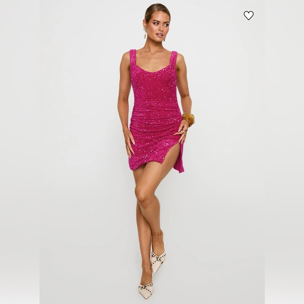 Princess Polly Fuchsia Sequin Ruched Mini Dress